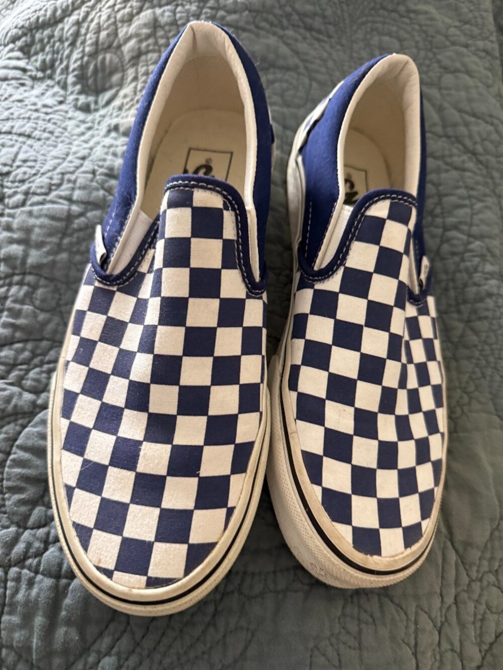 Navy Blue Classic Checkerboard Slip-On Vans